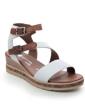 Remonte D3052-80 Boustrap Wedge White Tan Womens Gladiator Sandals in a Plain Man-made in Size 37