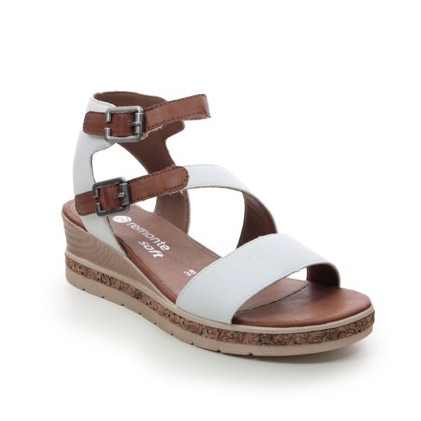 Remonte D3052-80 Boustrap Wedge White Tan Womens Gladiator Sandals in a Plain Man-made in Size 37