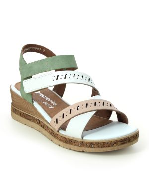 Remonte D3064-80 Boudash White Mint Womens Wedge Sandals in a Plain Leather and Man-made in Size 40
