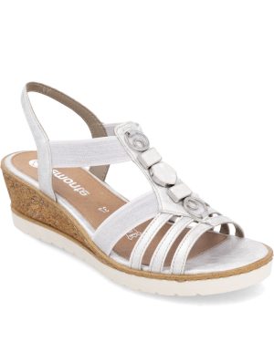 Remonte R6264-92 Hyfawn Silver Womens Wedge Sandals in a Plain Leather and Man-made in Size 42