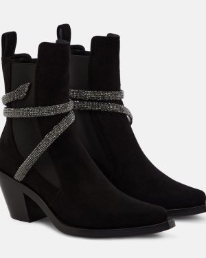 Rene Caovilla Embellished suede ankle boots