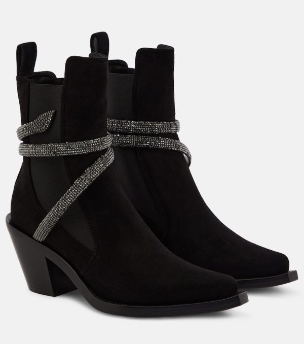 Rene Caovilla Embellished suede ankle boots