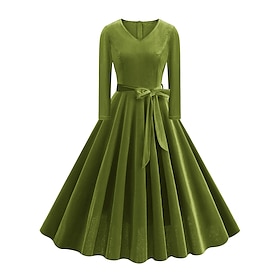 Retro Vintage 1950s Cocktail Dress Vintage Dress Dress Women's A-Line Round Neck Carnival Casual Daily Dress