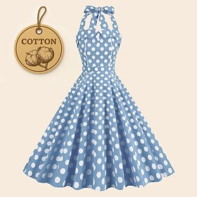 Retro Vintage 1950s Rockabilly A-Line Dress Swing Dress Halter Polka Dot Women's Masquerade Casual Daily Bachelorette Party Adults' Dress Homecoming Dresses Sp
