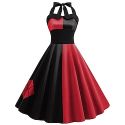 Retro Vintage 1950s Swing Dress Halloween Dress Joker Clown Women's Halloween Masquerade Party / Evening Bachelorette Party Adults' Dress Homecoming Dresses