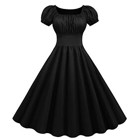 Retro Vintage 1950s Vacation Dress Flapper Dress Swing Dress Solid Colored Women's Masquerade Casual Daily Bachelorette Party Adults' Dress Homecoming Dresses