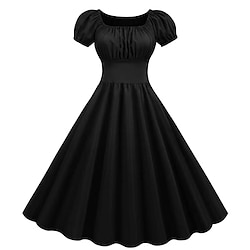 Retro Vintage 1950s Vacation Dress Flapper Dress Swing Dress Solid Colored Women's Masquerade Casual Daily Bachelorette Party Adults' Dress Homecoming Dresses
