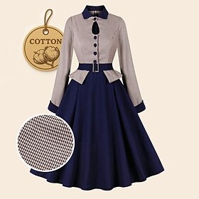 Retro Vintage 1950s Vintage Dress Cocktail Dress Swing Dress Flare Dress Plaid Checkered Women's Masquerade Party / Evening Bachelorette Party Adults' Dress Ho