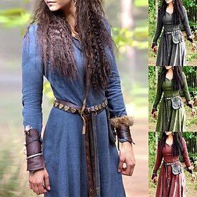 Retro Vintage Medieval Renaissance Dress Cosplay Costume Tunic Dress Ren Faire Viking Ranger Elven Women's Celtic Viking Halloween Carnival Masquerade Performa