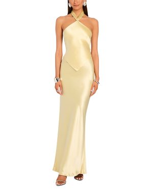 Retrofete Ester Satin Halter Dress