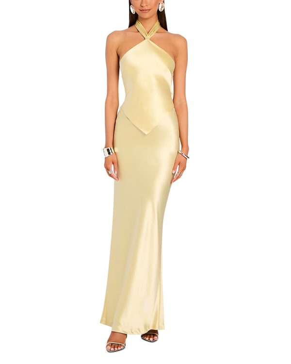 Retrofete Ester Satin Halter Dress