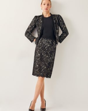 Ria Lace Pencil Skirt Black
