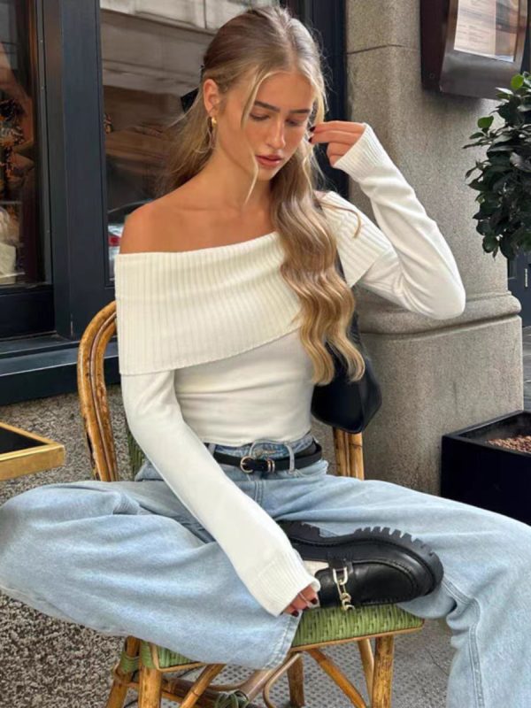 Ribbed Knit Crop Top Turtleneck Spring Casual Pullover Sweater For Women 2025