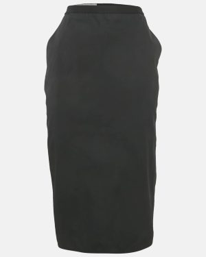 Rick Owens Black Cotton Midi Skirt L