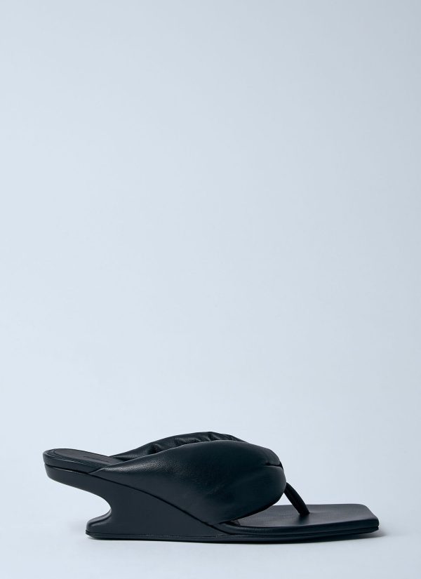 Rick Owens Leather Thong Wedge Sandals - Woman Sandals Black Eu - 36