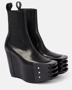 Rick Owens Porterville leather wedge chelsea boots
