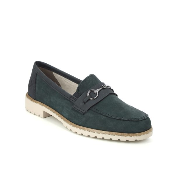 Rieker 51860-14 Navy Nubuck Womens loafers in a Plain Leather and Man-made in Size 40