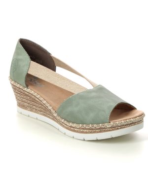Rieker 619X1-52 Mint green Womens Wedge Sandals in a Plain Man-made in Size 41