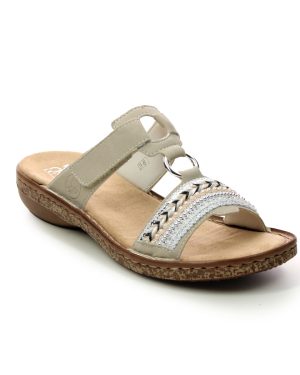 Rieker 628M6-80 Beige Womens Slide Sandals in a Plain Man-made in Size 41