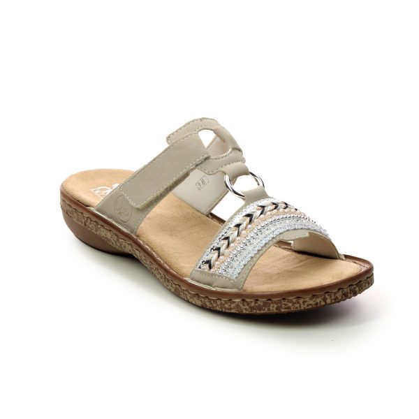 Rieker 628M6-80 Beige Womens Slide Sandals in a Plain Man-made in Size 41