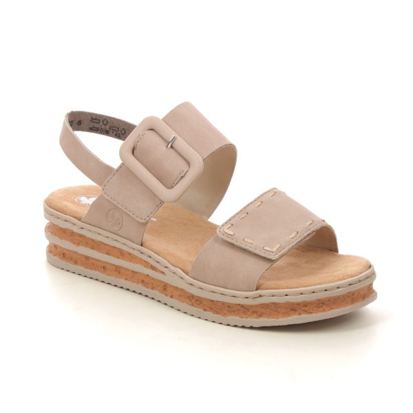 Rieker 62950-62 Nude Womens Wedge Sandals in a Plain Man-made in Size 40