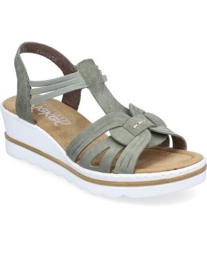 Rieker 67459-52 Sage green Womens Wedge Sandals in a Plain Synthetic in Size 41