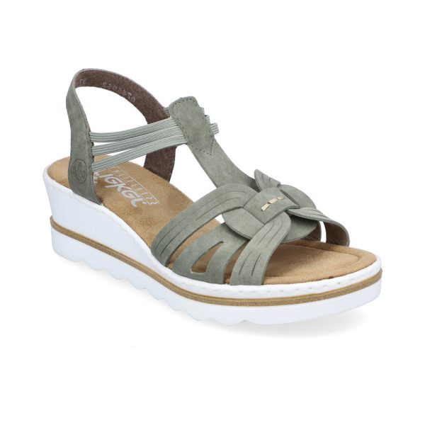 Rieker 67459-52 Sage green Womens Wedge Sandals in a Plain Synthetic in Size 41