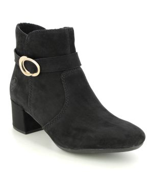 Rieker 70289-00 Black Womens Heeled Boots in a Plain Man-made in Size 40