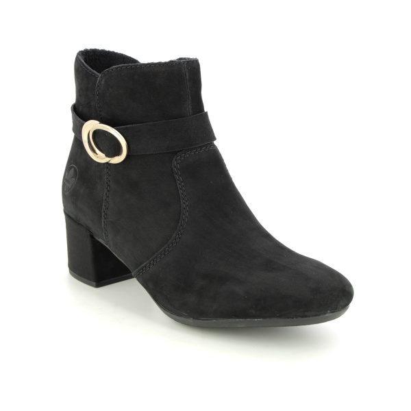 Rieker 70289-00 Black Womens Heeled Boots in a Plain Man-made in Size 40