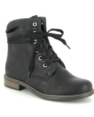 Rieker 71218-00 Black Womens Ankle Boots in a Plain Man-made in Size 37