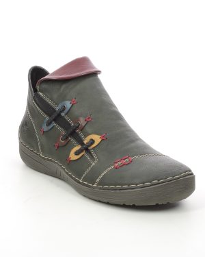 Rieker 72581-54 Olive Green Womens Ankle Boots in a Plain Man-made in Size 42