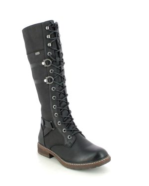 Rieker 94732-00 Black Womens knee-high boots in a Plain Man-made in Size 40