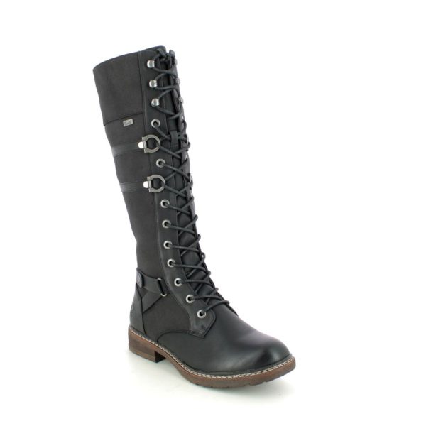 Rieker 94732-00 Black Womens knee-high boots in a Plain Man-made in Size 40