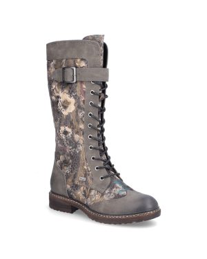 Rieker 94734-90 Taupe floral Womens knee-high boots in a Plain Synthetic in Size 41