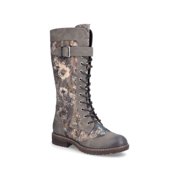 Rieker 94734-90 Taupe floral Womens knee-high boots in a Plain Synthetic in Size 41
