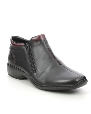 Rieker L3882-00 Black Womens Ankle Boots in a Plain Leather in Size 42