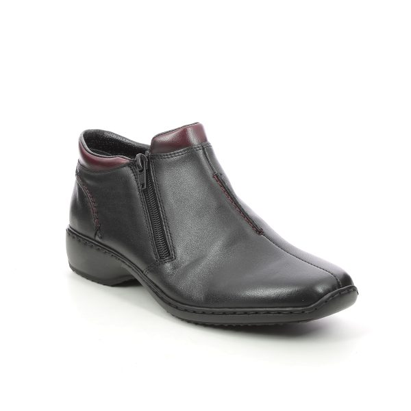 Rieker L3882-00 Black Womens Ankle Boots in a Plain Leather in Size 42