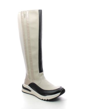 Rieker M6690-60 Off White Black Womens knee-high boots in a Plain Man-made in Size 38