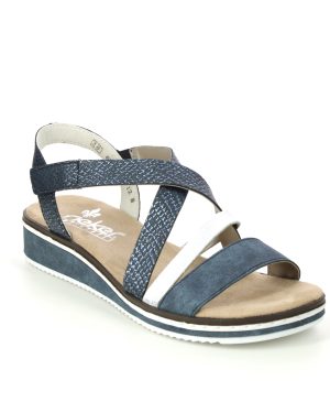 Rieker V3663-14 Navy Womens Flat Sandals in a Plain Man-made in Size 42