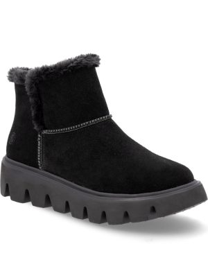 Rieker W2071-00 Black suede Womens Ankle Boots in a Plain Suede Leather in Size 40