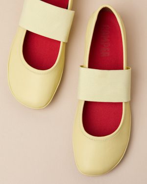 Right Yellow Leather Ballet Flats
