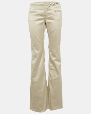 Roberto Cavalli Beige Cotton Wide-Leg Pants M