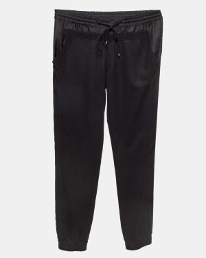 Roberto Cavalli Black Silk Trimmed Wool Elasticated Waist Joggers S