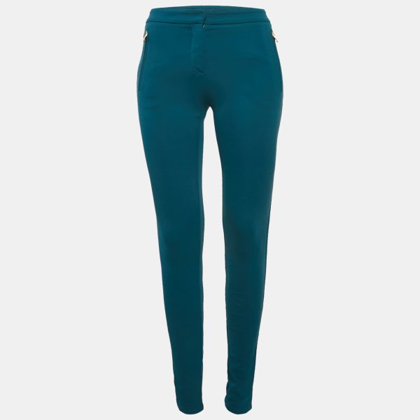 Roberto Cavalli Blue Stretch Crepe Skinny Trousers S
