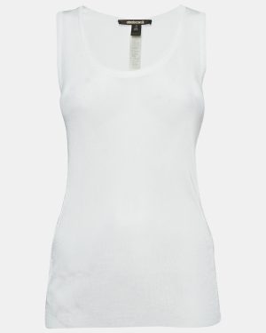 Roberto Cavalli White Jersey Lace Trimmed Tank Top M