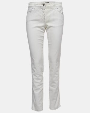 Roberto Cavalli White Patterned Denim Stitch Detailed Jeans M Waist 30"