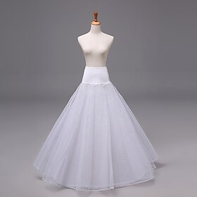 Rococo Victorian Floor Length Petticoat Hoop Skirt Tutu Tulle Skirt Bridal Solid Color A-Line Women's Halloween Masquerade Wedding Party Carnival of Venice Adu