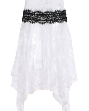 Rodarte - Asymmetric Cotton-Blend Lace Midi Skirt - White - US 2 - Moda Operandi