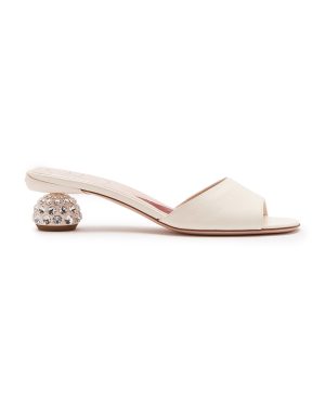 Roger Vivier - Crystal-Embellished Leather Mules - White - IT 38 - Moda Operandi