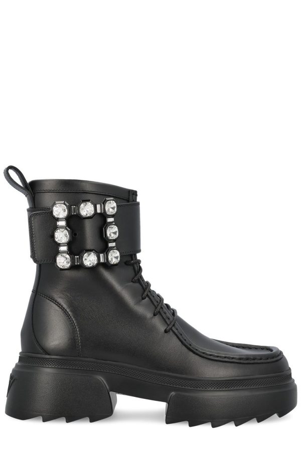 Roger Vivier Embellished Lace-up Boots
